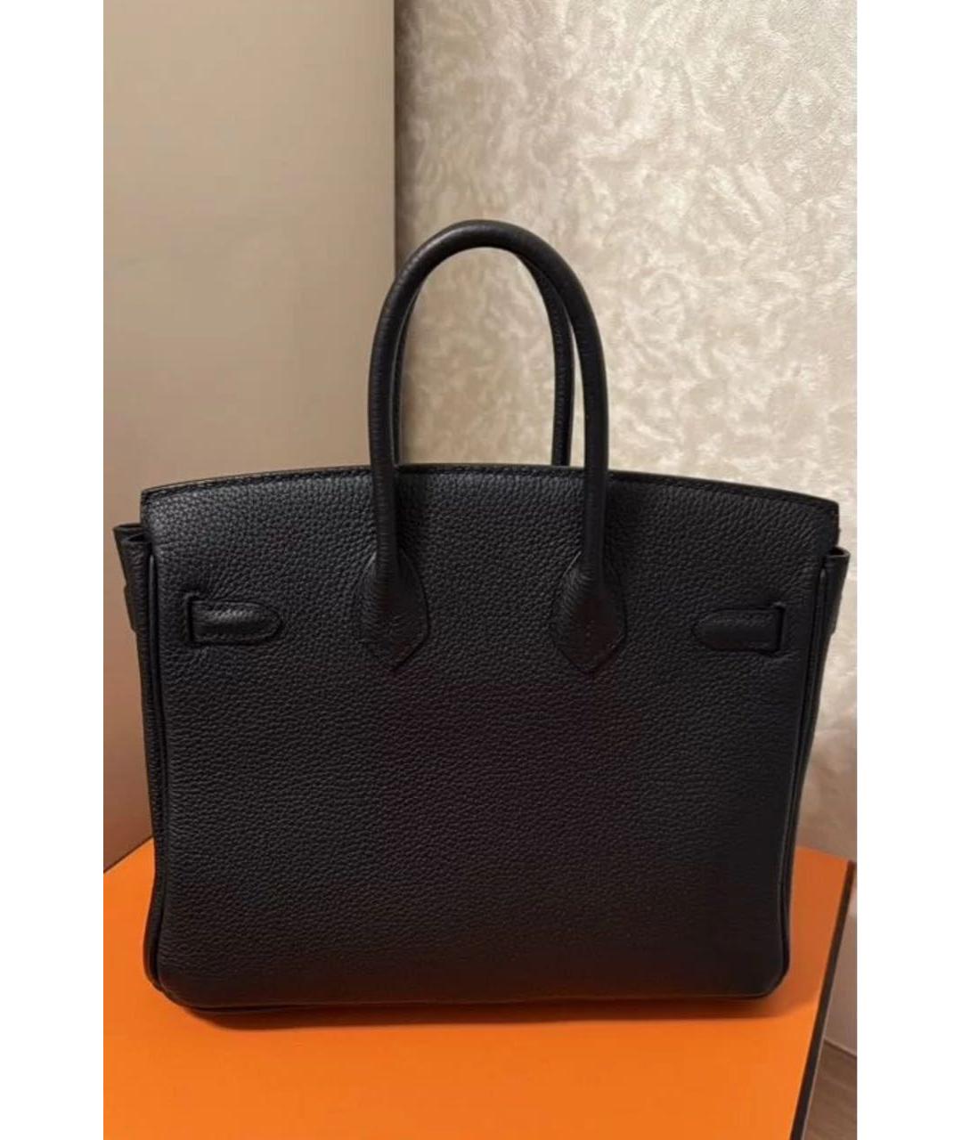 HERMES Черная кожаная сумка с короткими ручками, фото 3