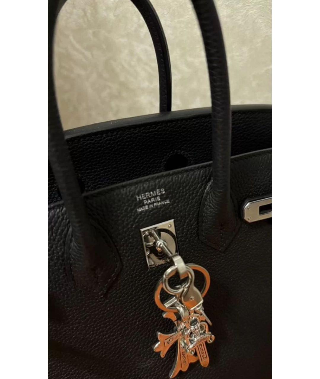 HERMES Черная кожаная сумка с короткими ручками, фото 2