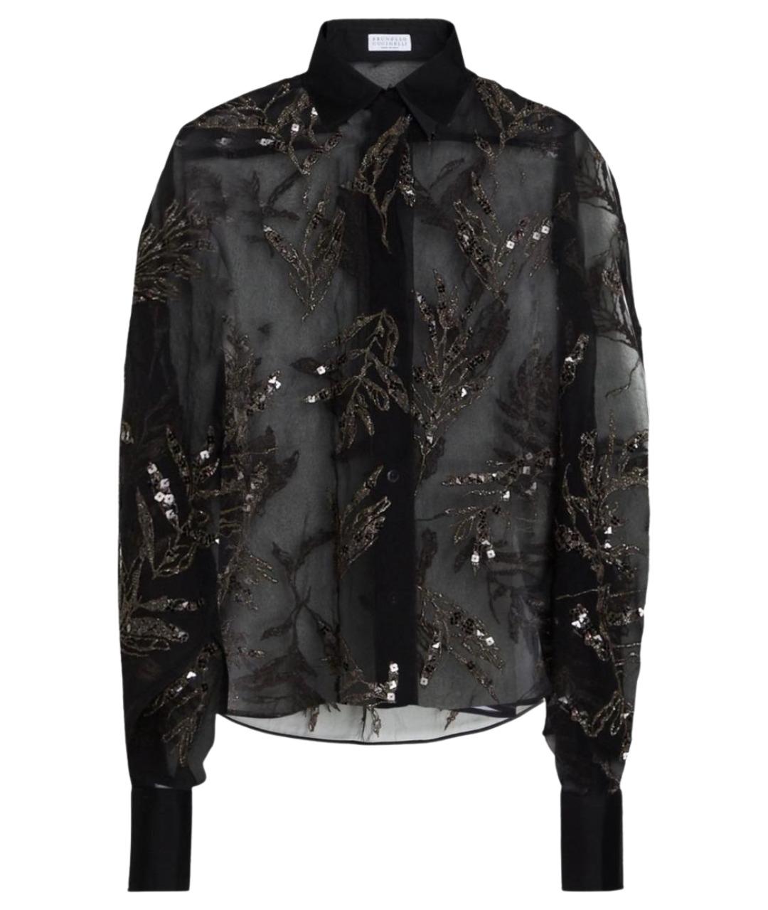 BRUNELLO CUCINELLI Черная шелковая блузы, фото 1