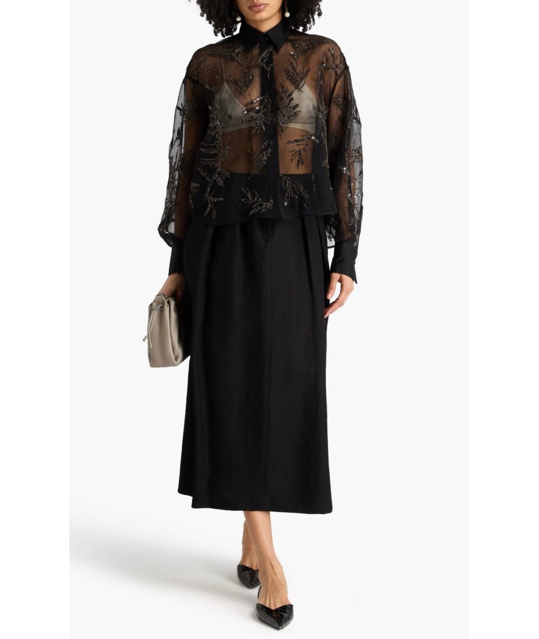 BRUNELLO CUCINELLI Черная шелковая блузы, фото 2