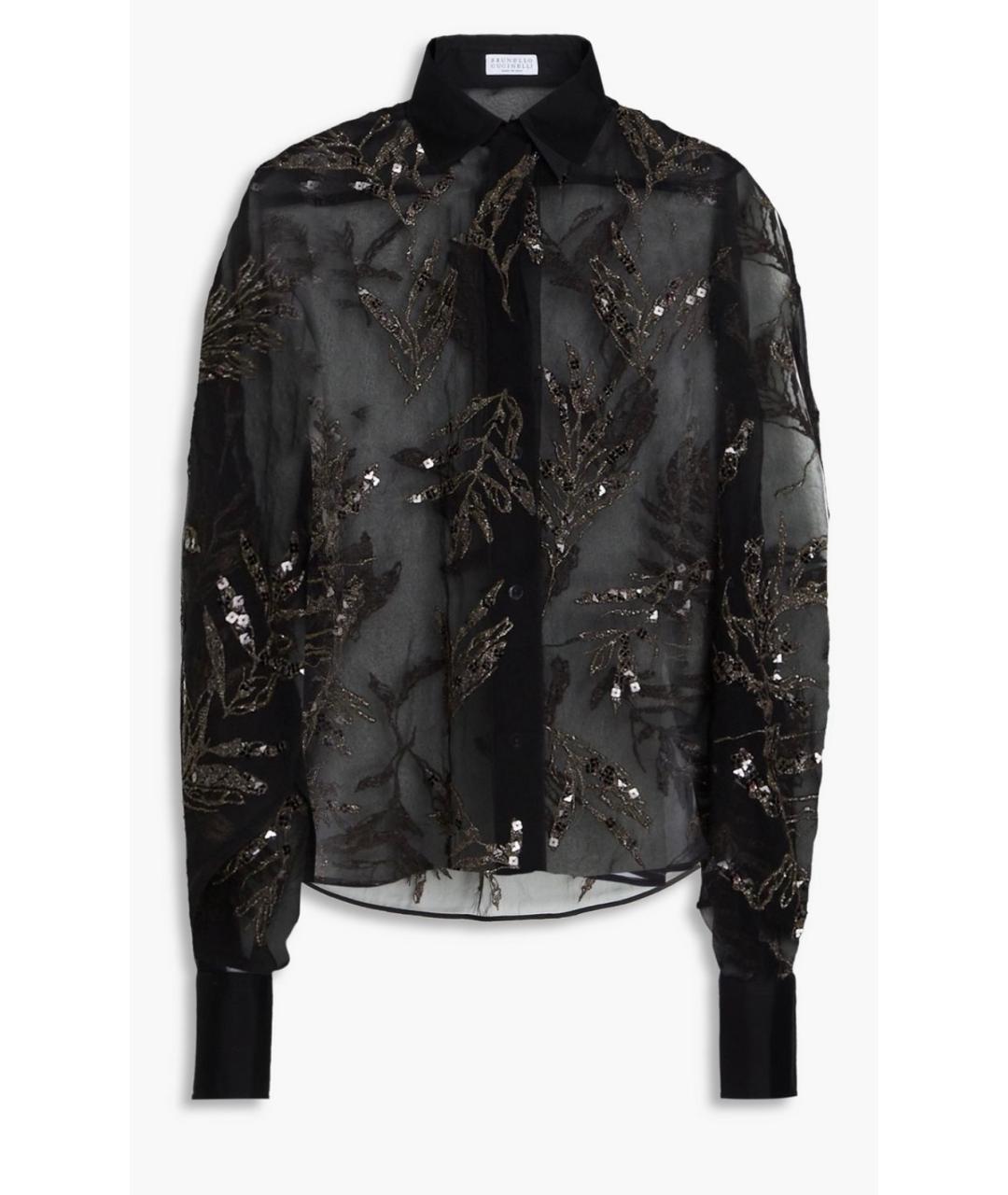 BRUNELLO CUCINELLI Черная шелковая блузы, фото 7