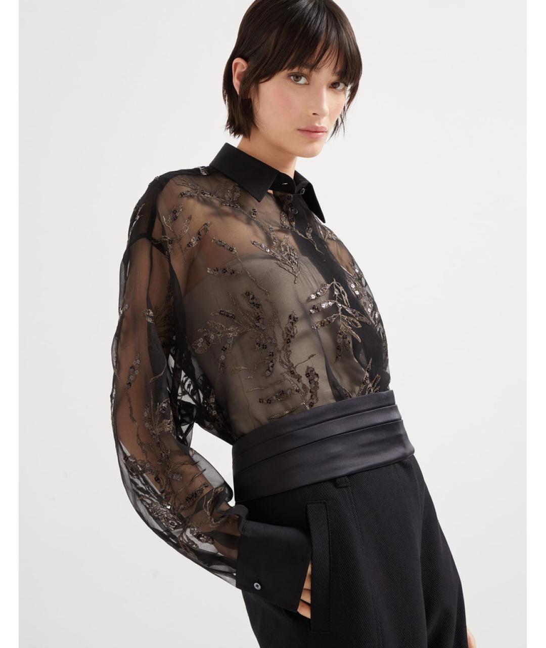 BRUNELLO CUCINELLI Черная шелковая блузы, фото 6