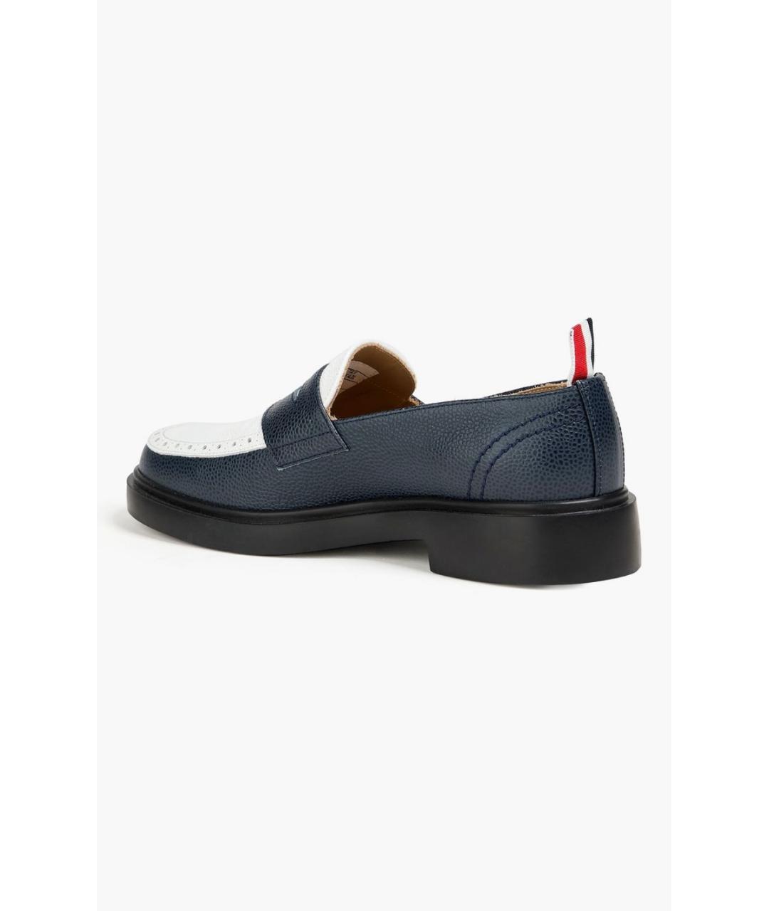 THOM BROWNE Темно-синие кожаные лоферы, фото 4