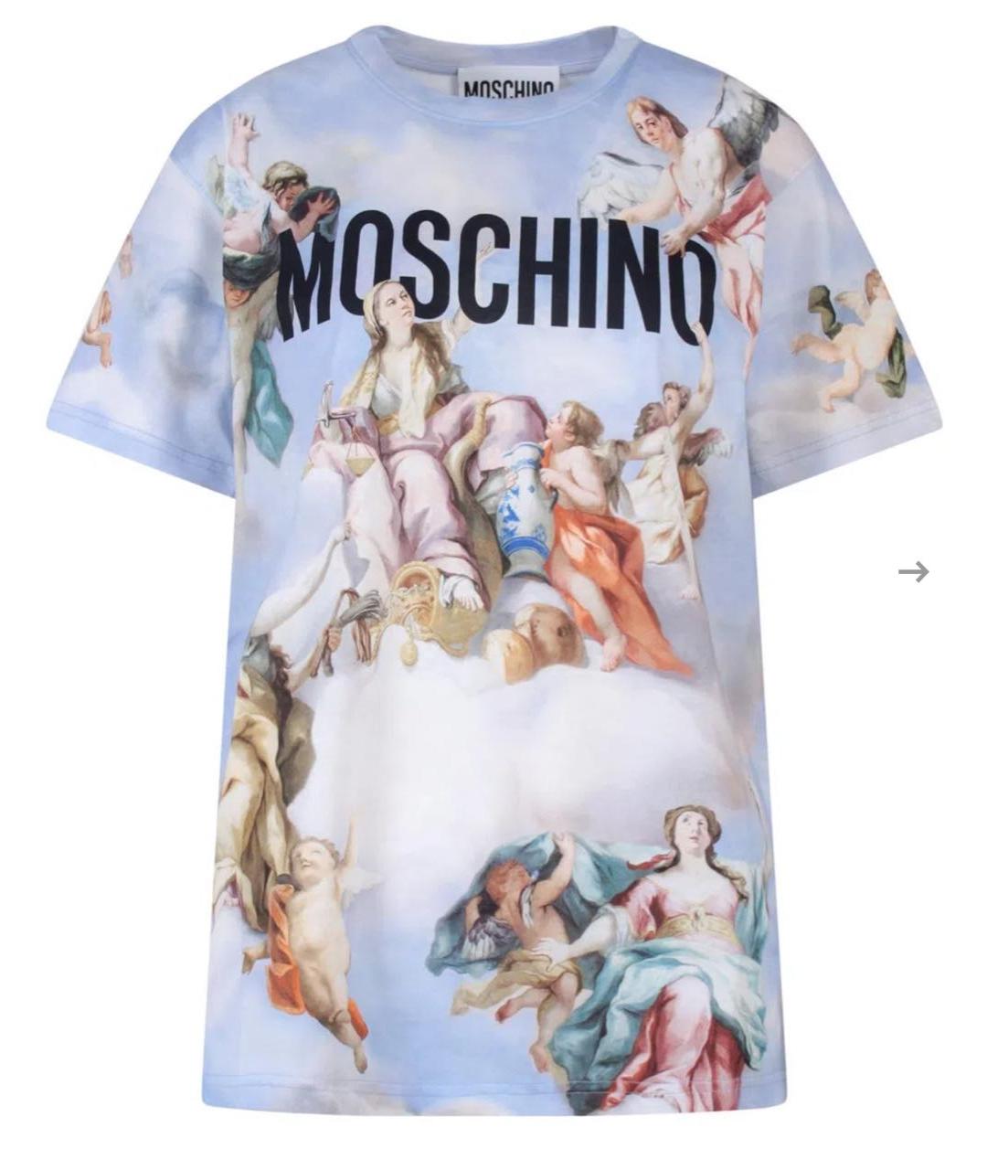 MOSCHINO Голубая хлопковая футболка, фото 3