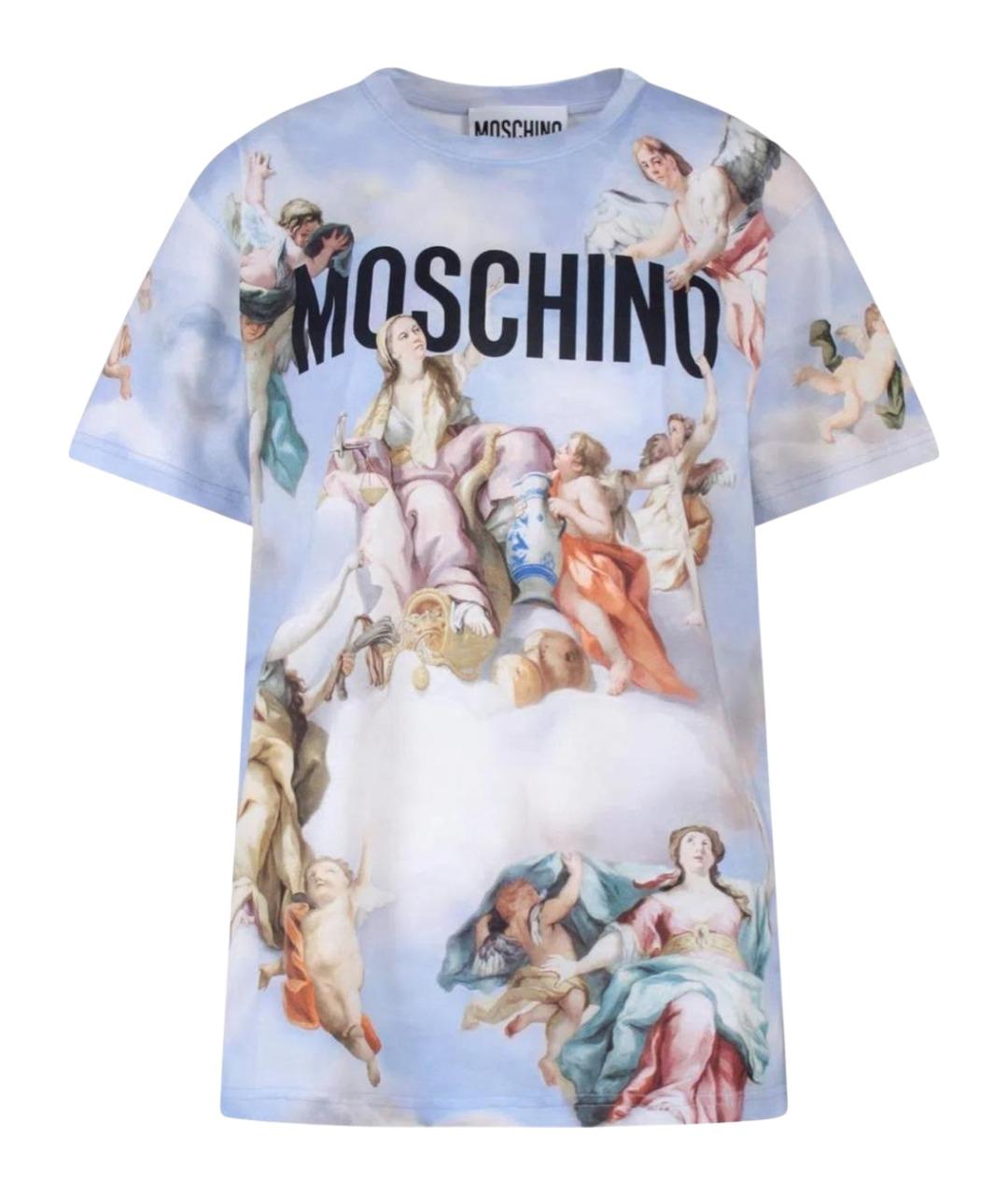 MOSCHINO Голубая хлопковая футболка, фото 1