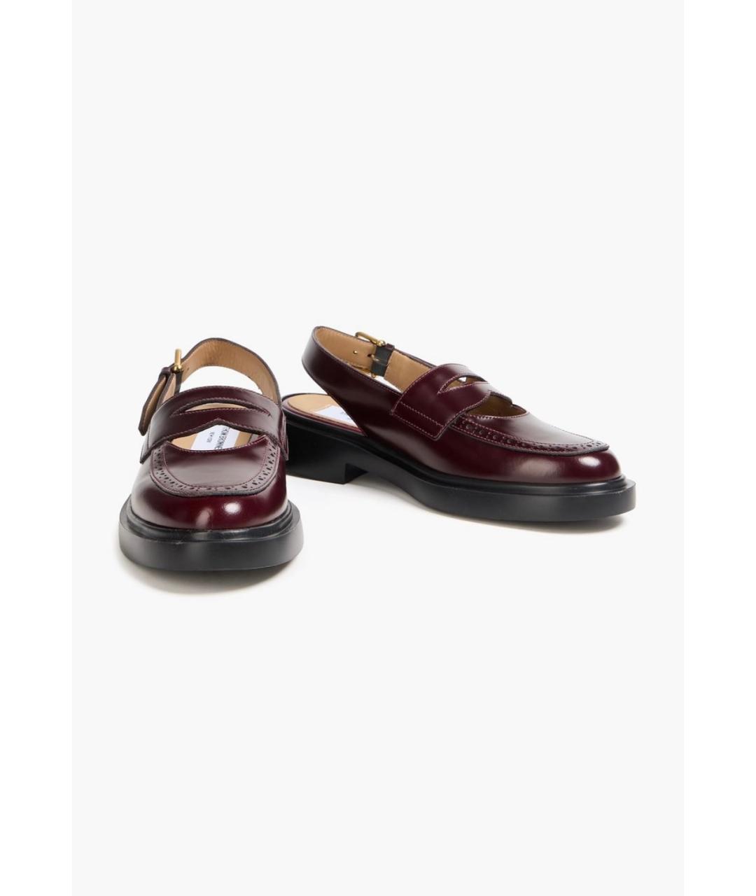 THOM BROWNE Бордовые кожаные лоферы, фото 2
