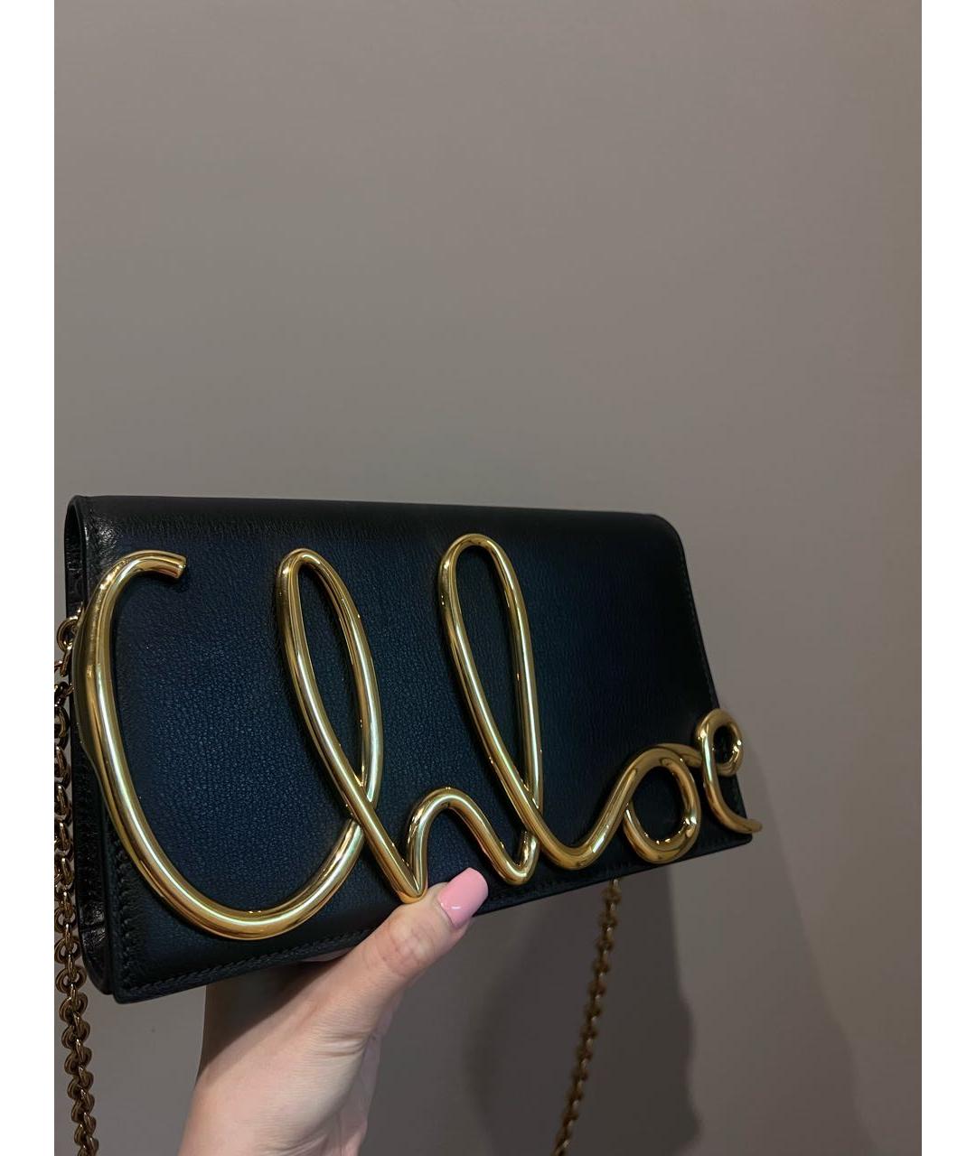 CHLOE Черная кожаная сумка на плечо, фото 2