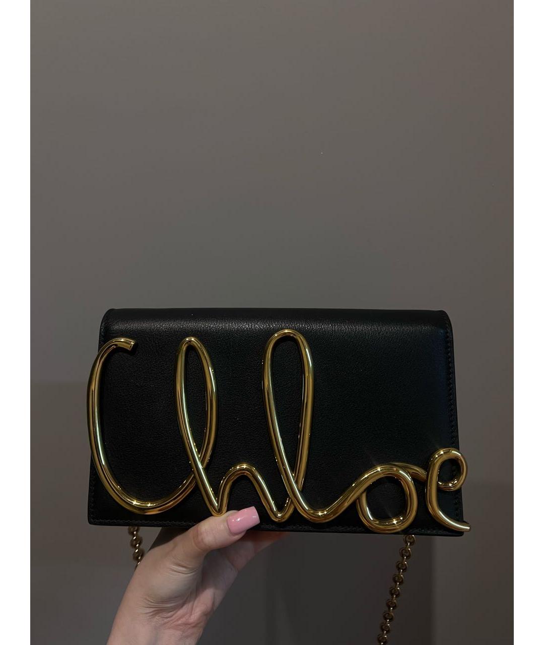 CHLOE Черная кожаная сумка на плечо, фото 5