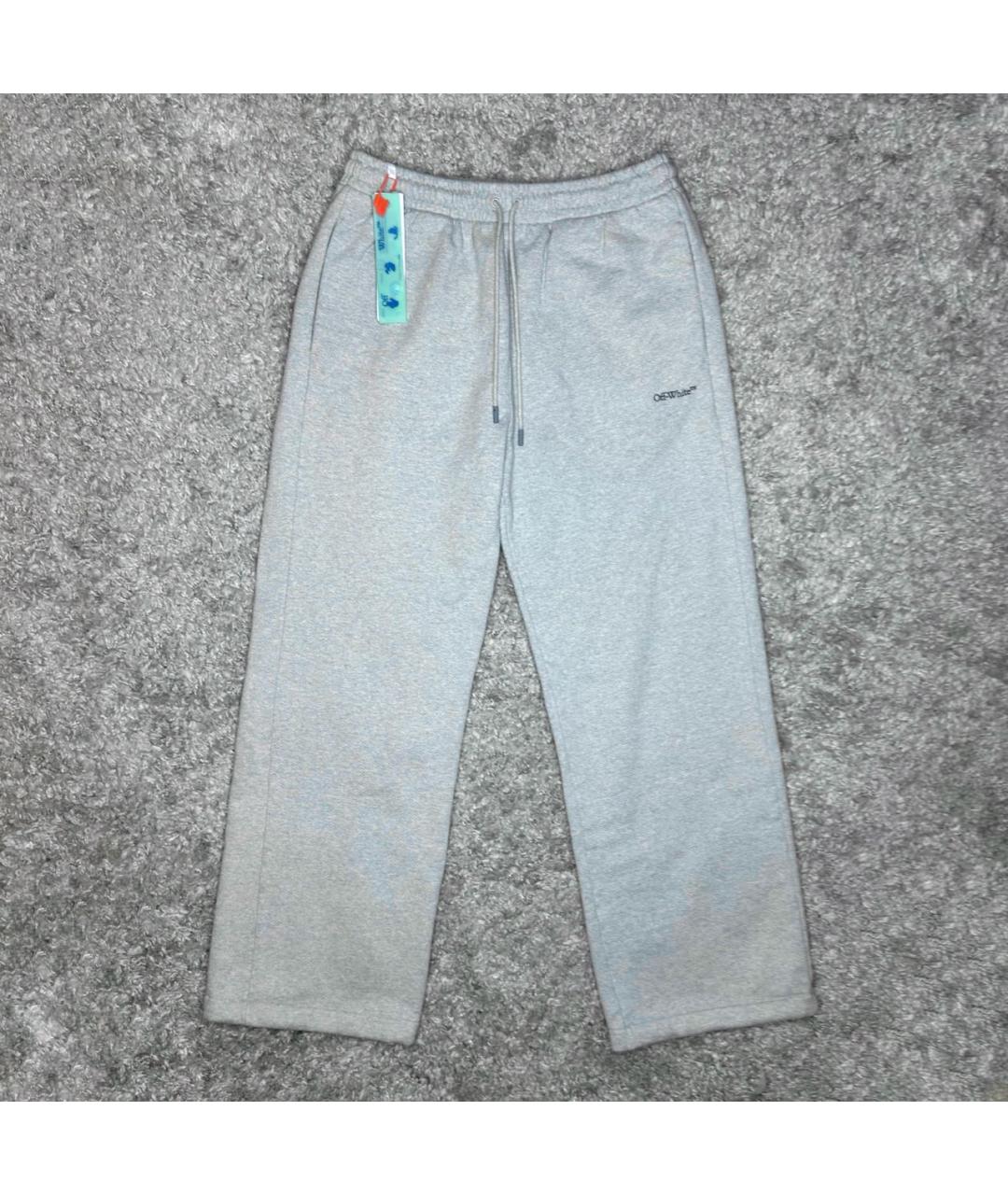 OFF-WHITE Серые хлопковые повседневные брюки, фото 9