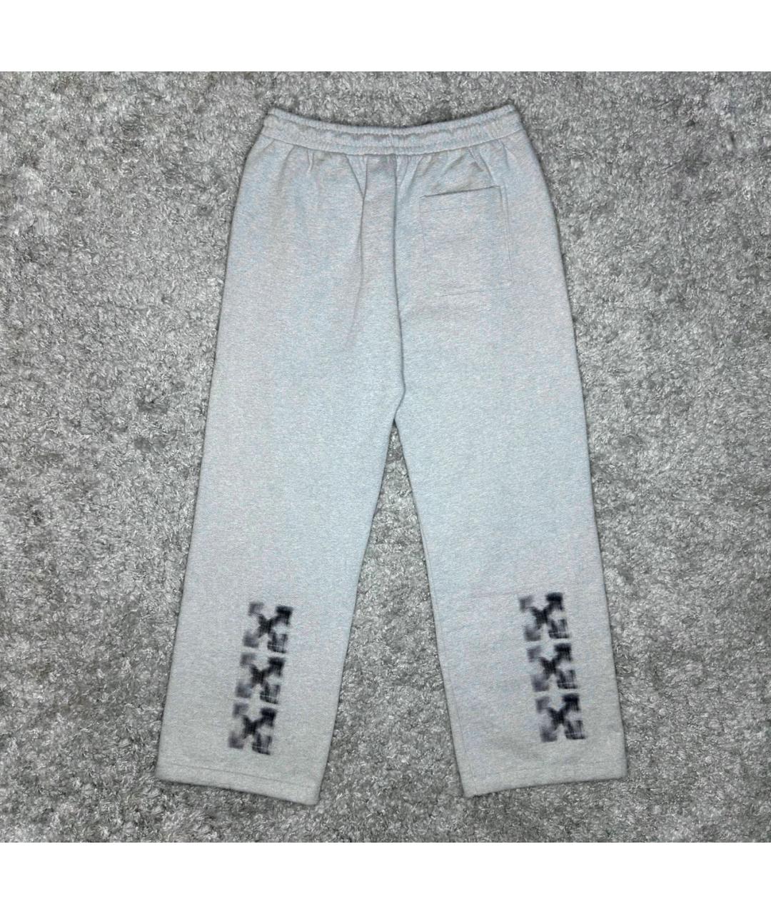 OFF-WHITE Серые хлопковые повседневные брюки, фото 2