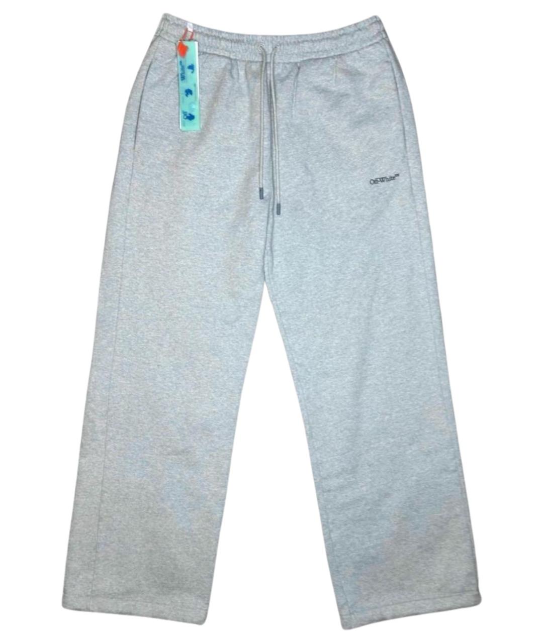 OFF-WHITE Серые хлопковые повседневные брюки, фото 1