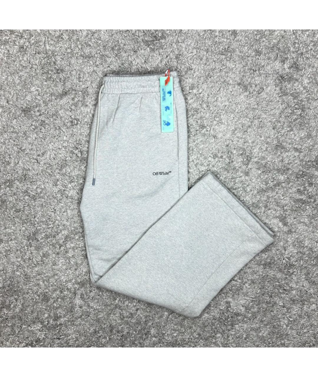 OFF-WHITE Серые хлопковые повседневные брюки, фото 3