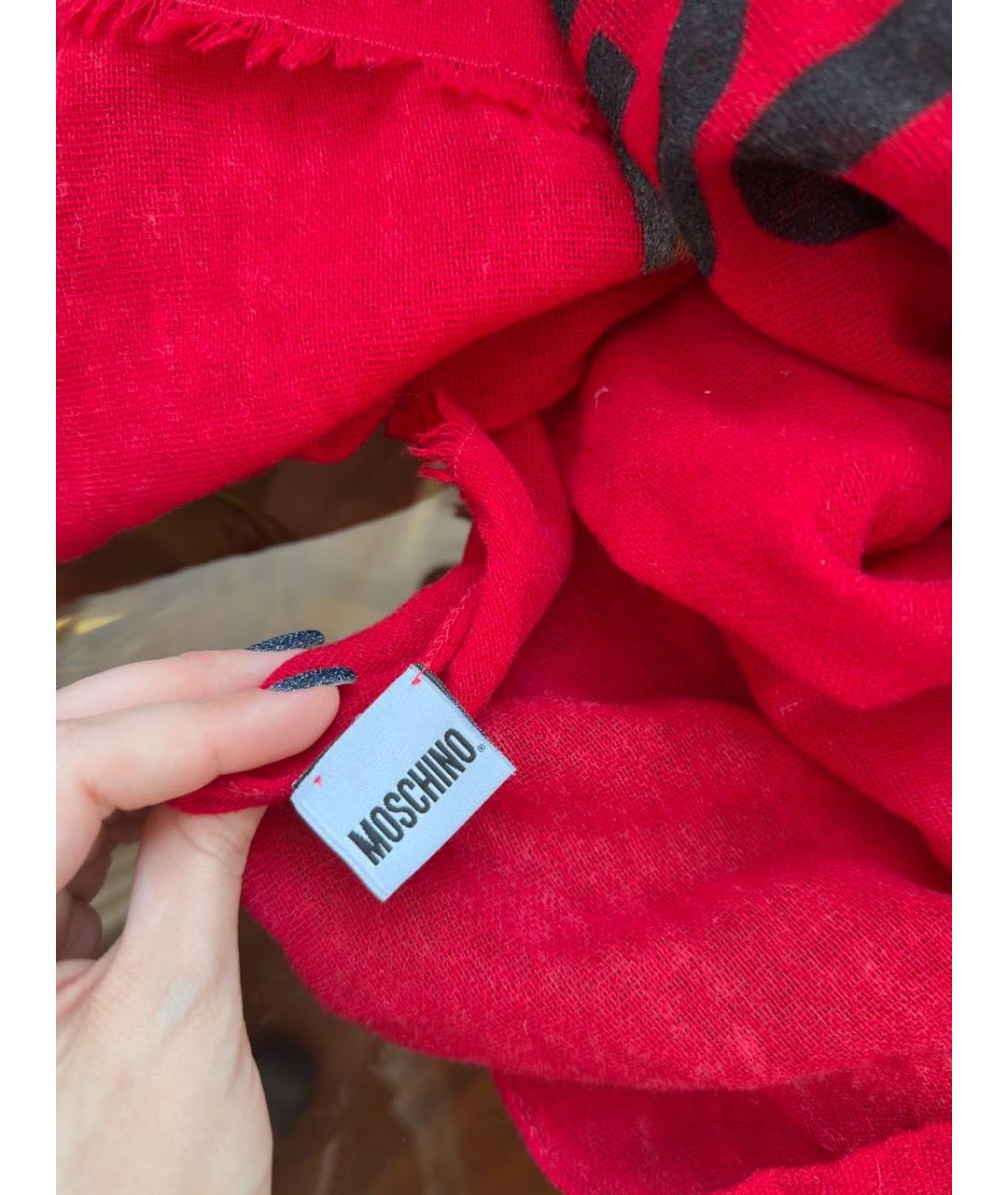 MOSCHINO Бордовый шерстяной шарф, фото 4