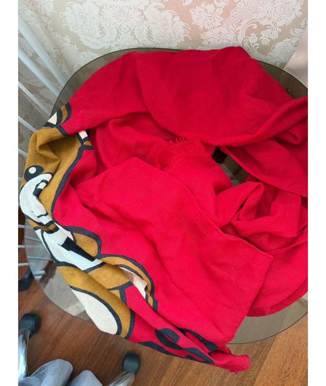 MOSCHINO Бордовый шерстяной шарф, фото 3