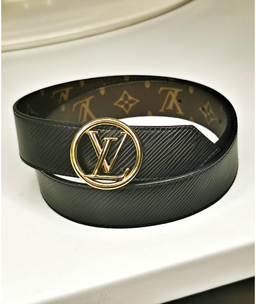 LOUIS VUITTON Черный кожаный ремень, фото 6