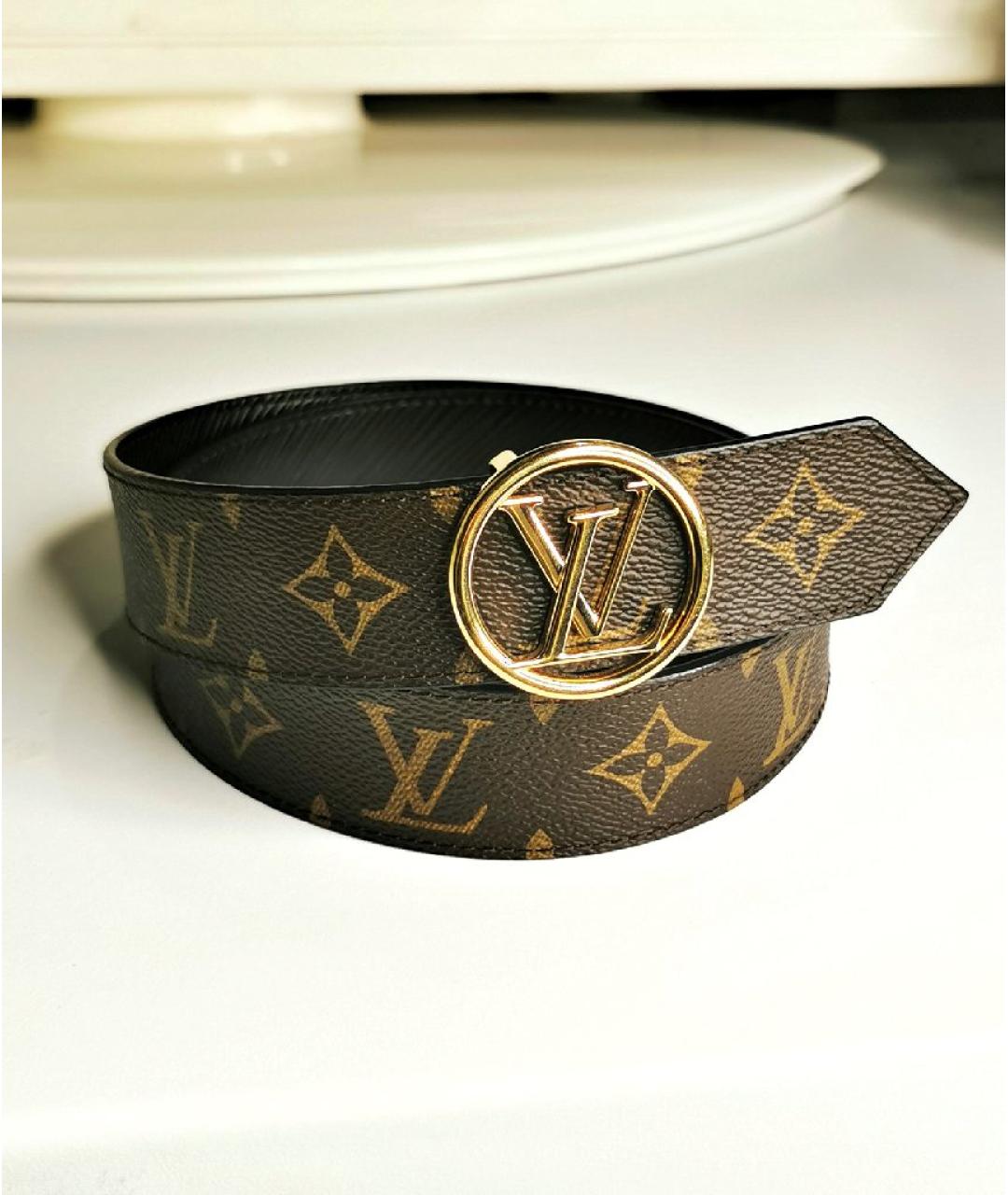 LOUIS VUITTON Черный кожаный ремень, фото 2