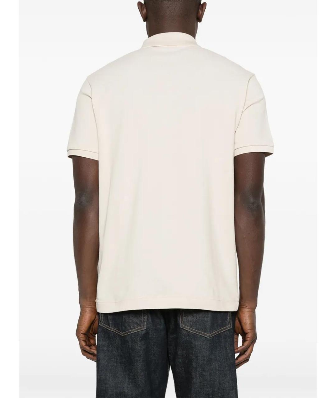 MONCLER Бежевое хлопковое поло с коротким рукавом, фото 4