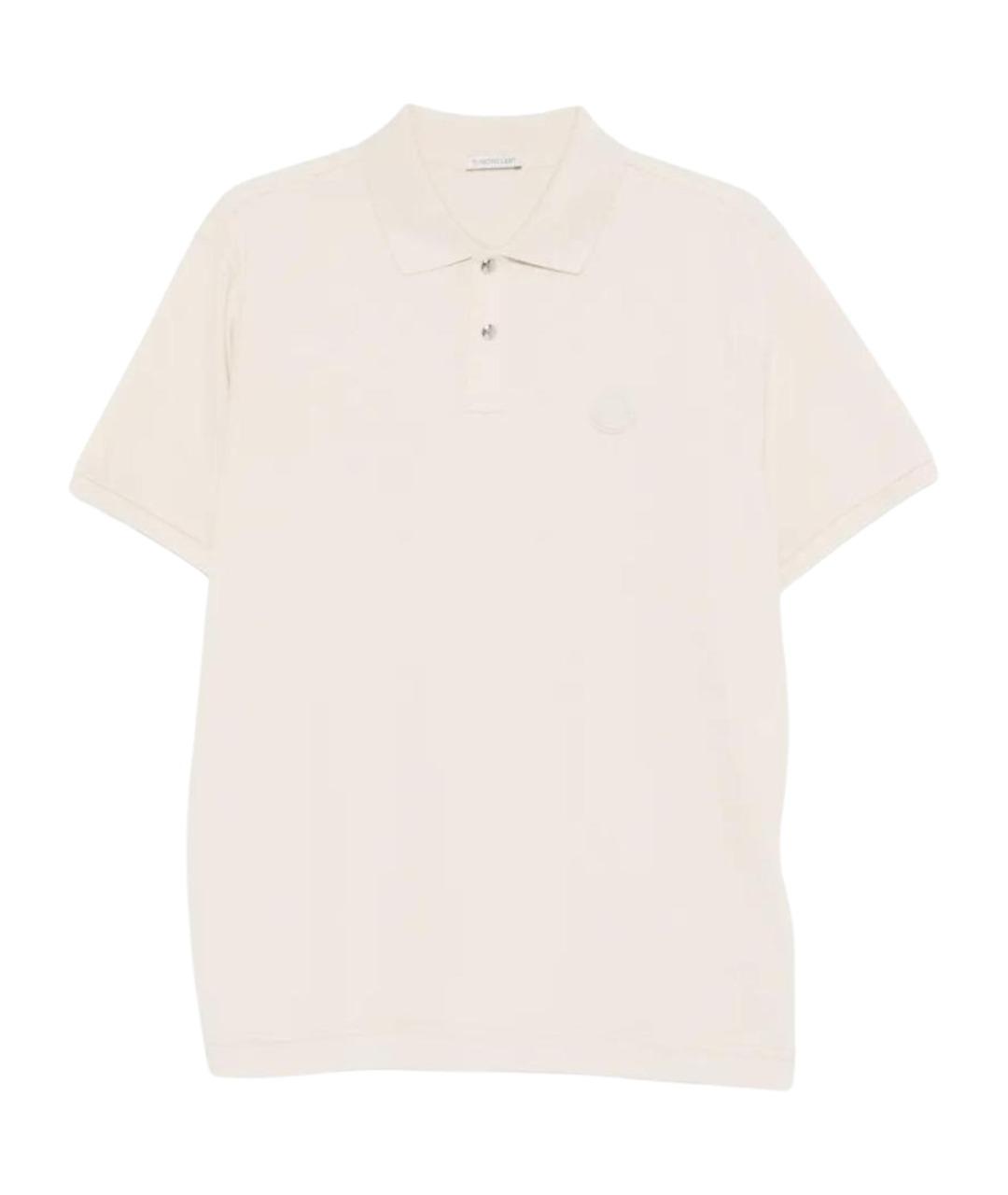 MONCLER Бежевое хлопковое поло с коротким рукавом, фото 1