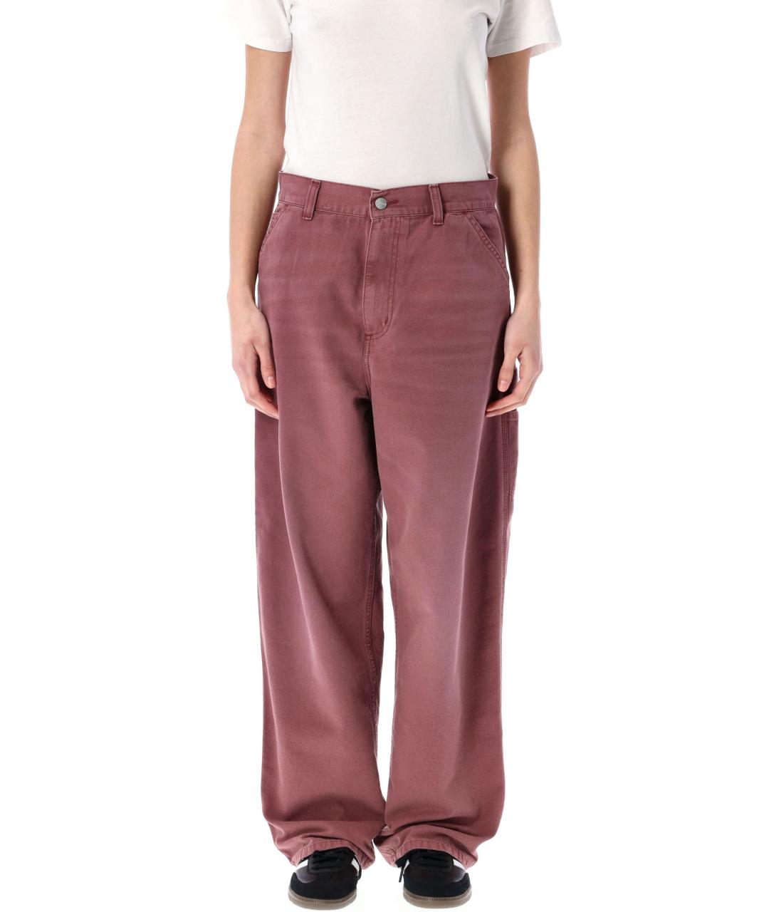 CARHARTT WIP Розовые хлопковые прямые брюки, фото 4