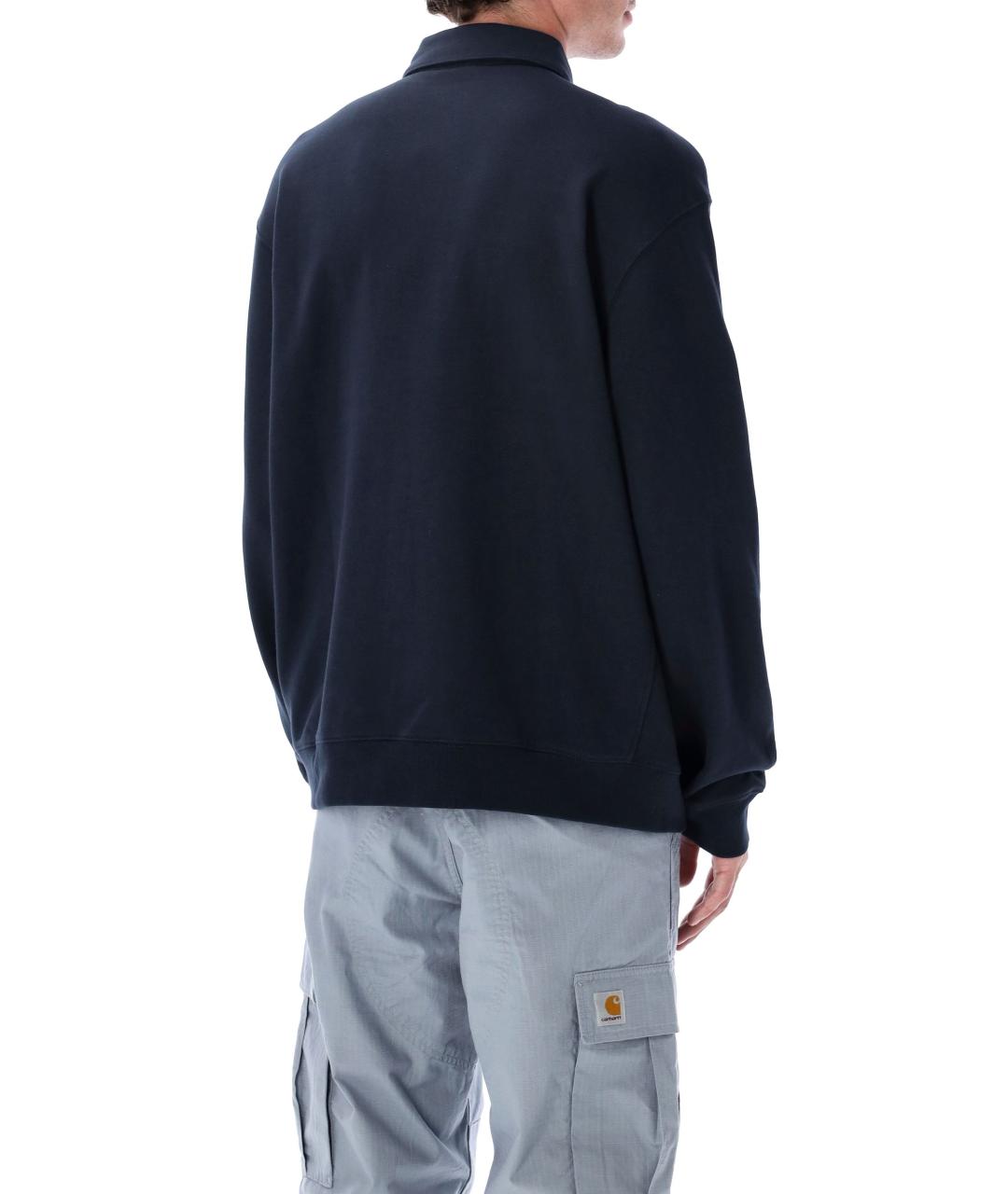 CARHARTT WIP Темно-синее хлопковое поло с длинным рукавом, фото 5