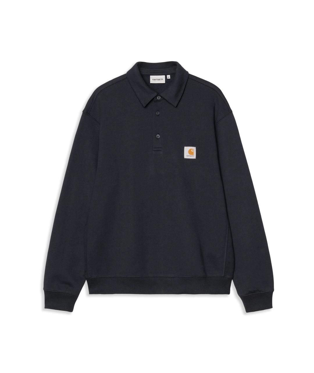 CARHARTT WIP Темно-синее хлопковое поло с длинным рукавом, фото 1