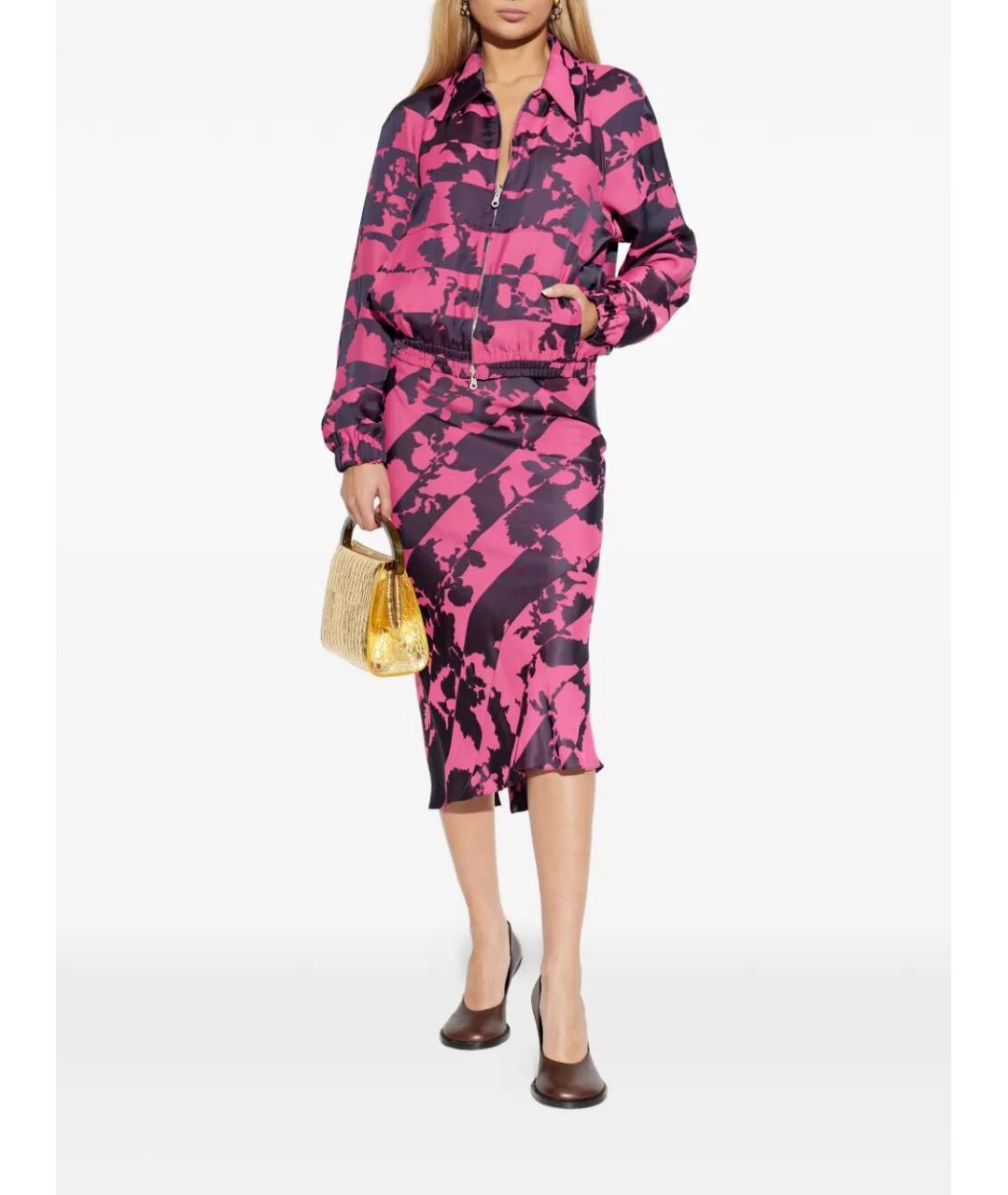 DRIES VAN NOTEN Розовая ацетатная юбка миди, фото 4