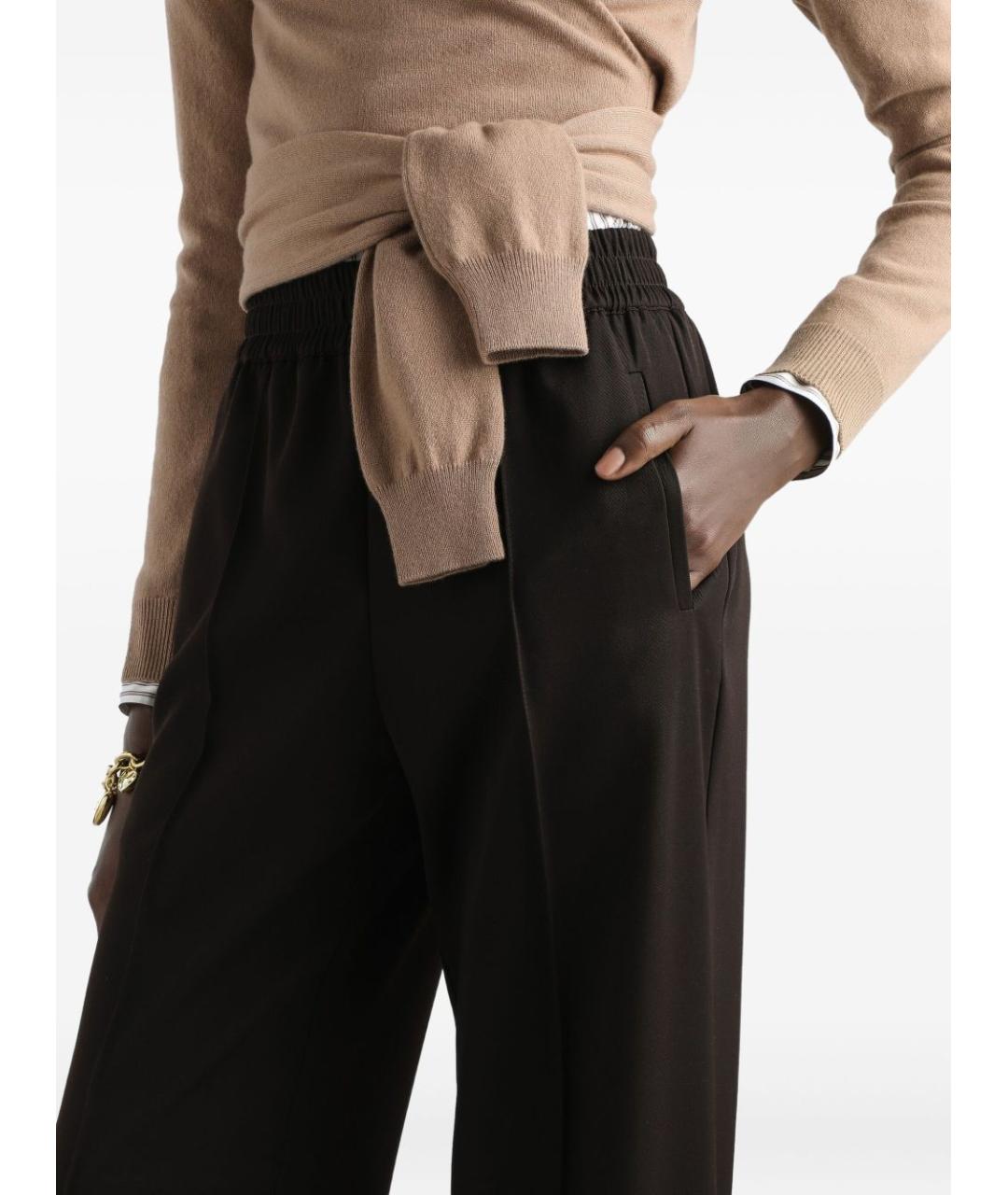 DOLCE&GABBANA Коричневые шерстяные прямые брюки, фото 2