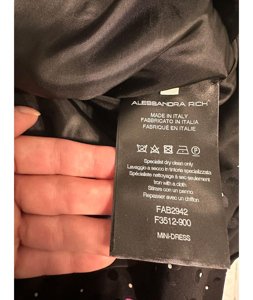 ALESSANDRA RICH Черное шелковое вечернее платье, фото 4