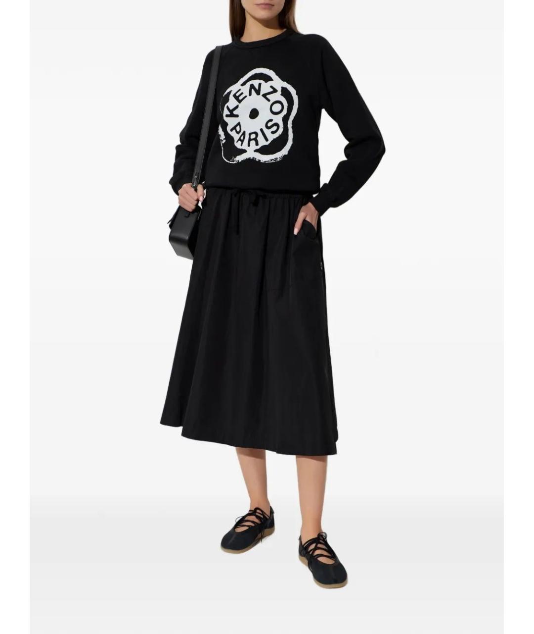 KENZO Черная полиэстеровая юбка миди, фото 2