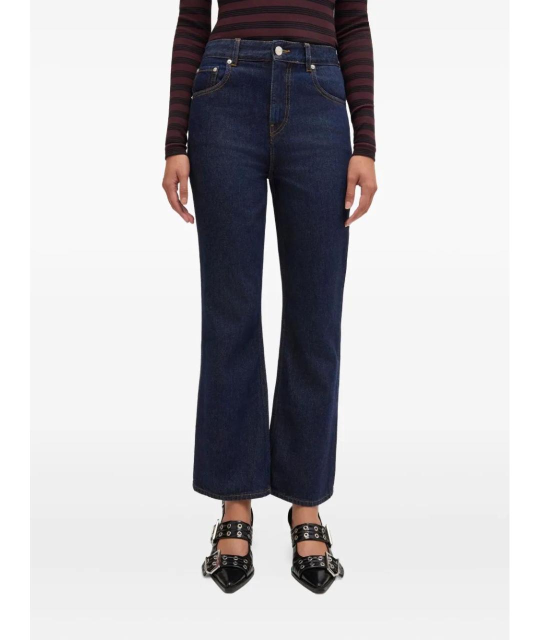 GANNI Темно-синие хлопковые джинсы клеш, фото 3