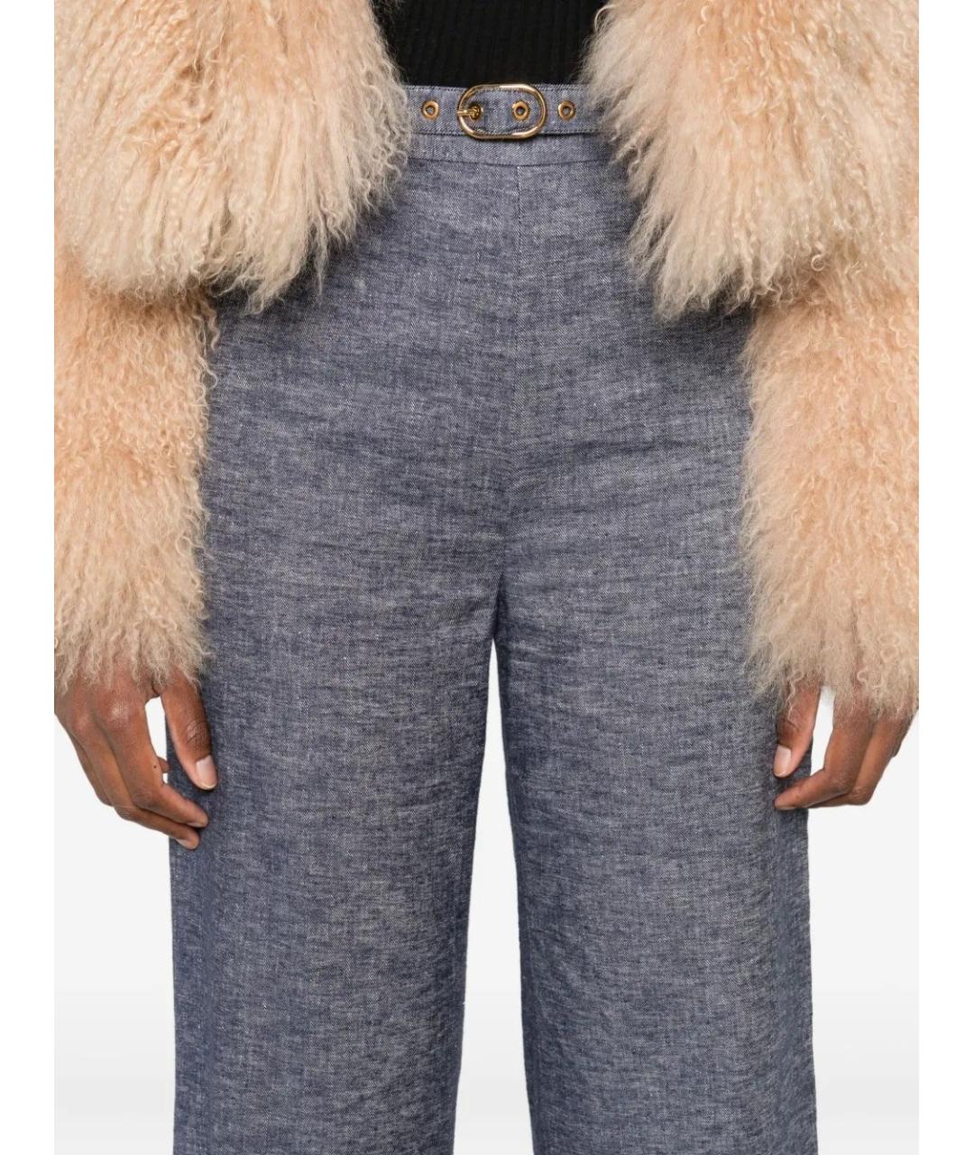 ZIMMERMANN Серые льняные брюки широкие, фото 5