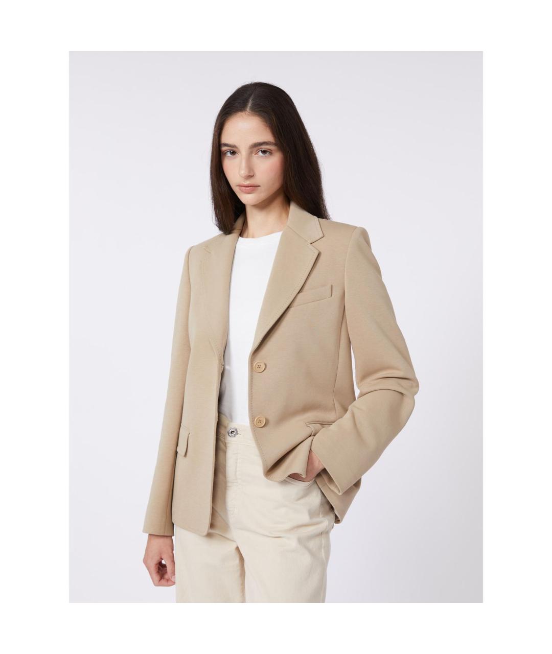 WEEKEND MAX MARA Бежевый полиэстеровый жакет/пиджак, фото 4