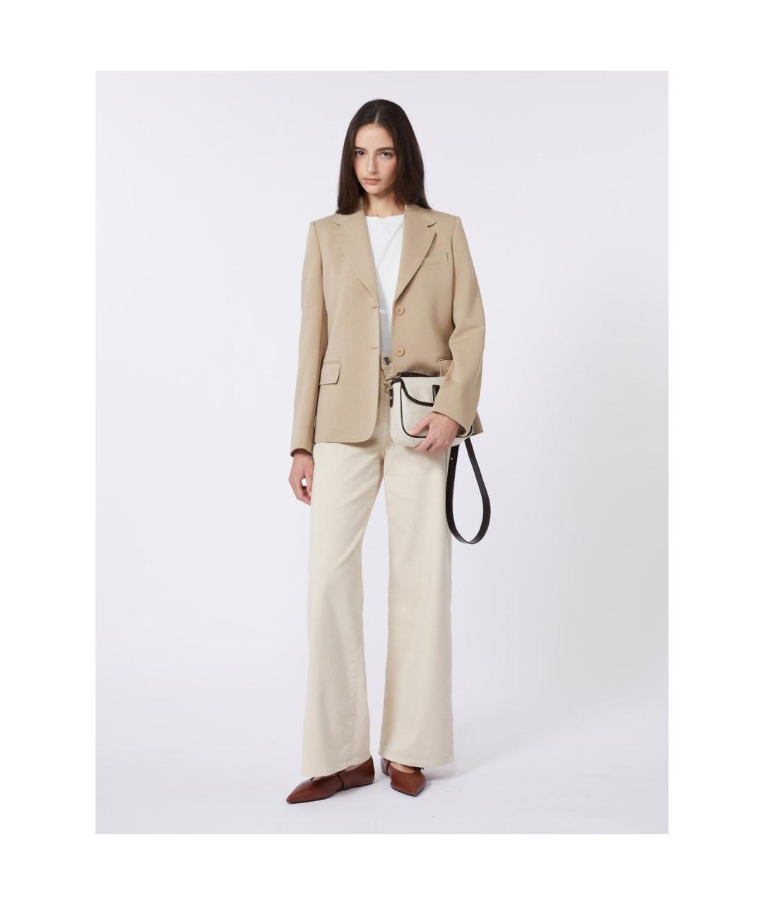 WEEKEND MAX MARA Бежевый полиэстеровый жакет/пиджак, фото 5