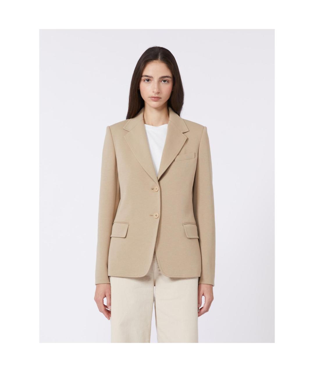 WEEKEND MAX MARA Бежевый полиэстеровый жакет/пиджак, фото 2