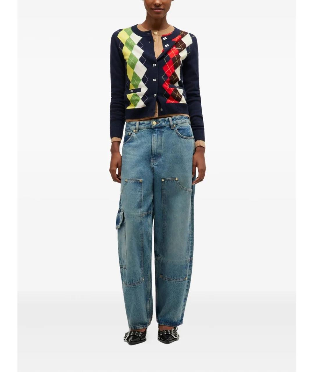 GANNI Синие хлопковые прямые джинсы, фото 2