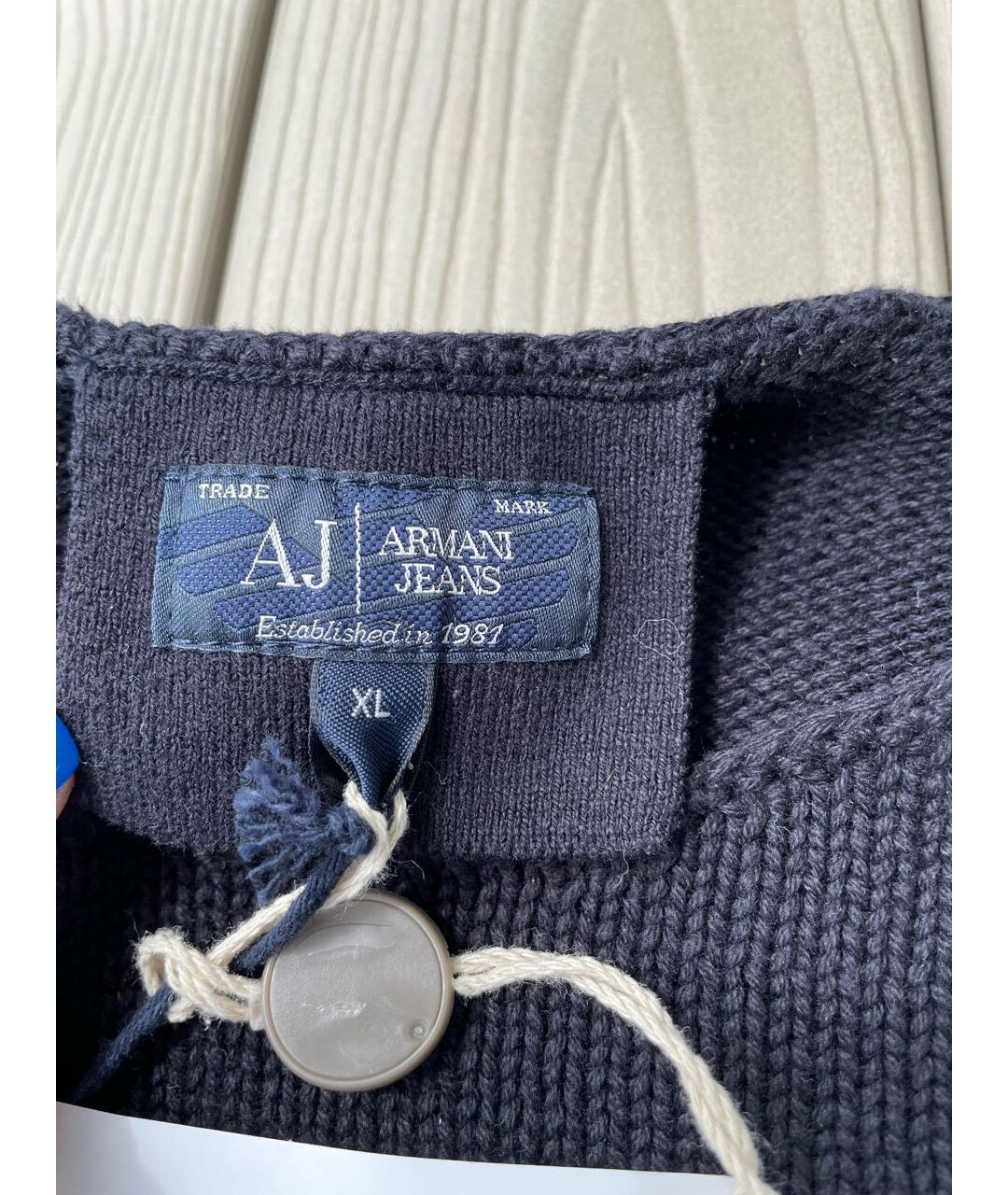 ARMANI JEANS Темно-синий хлопковый джемпер / свитер, фото 6