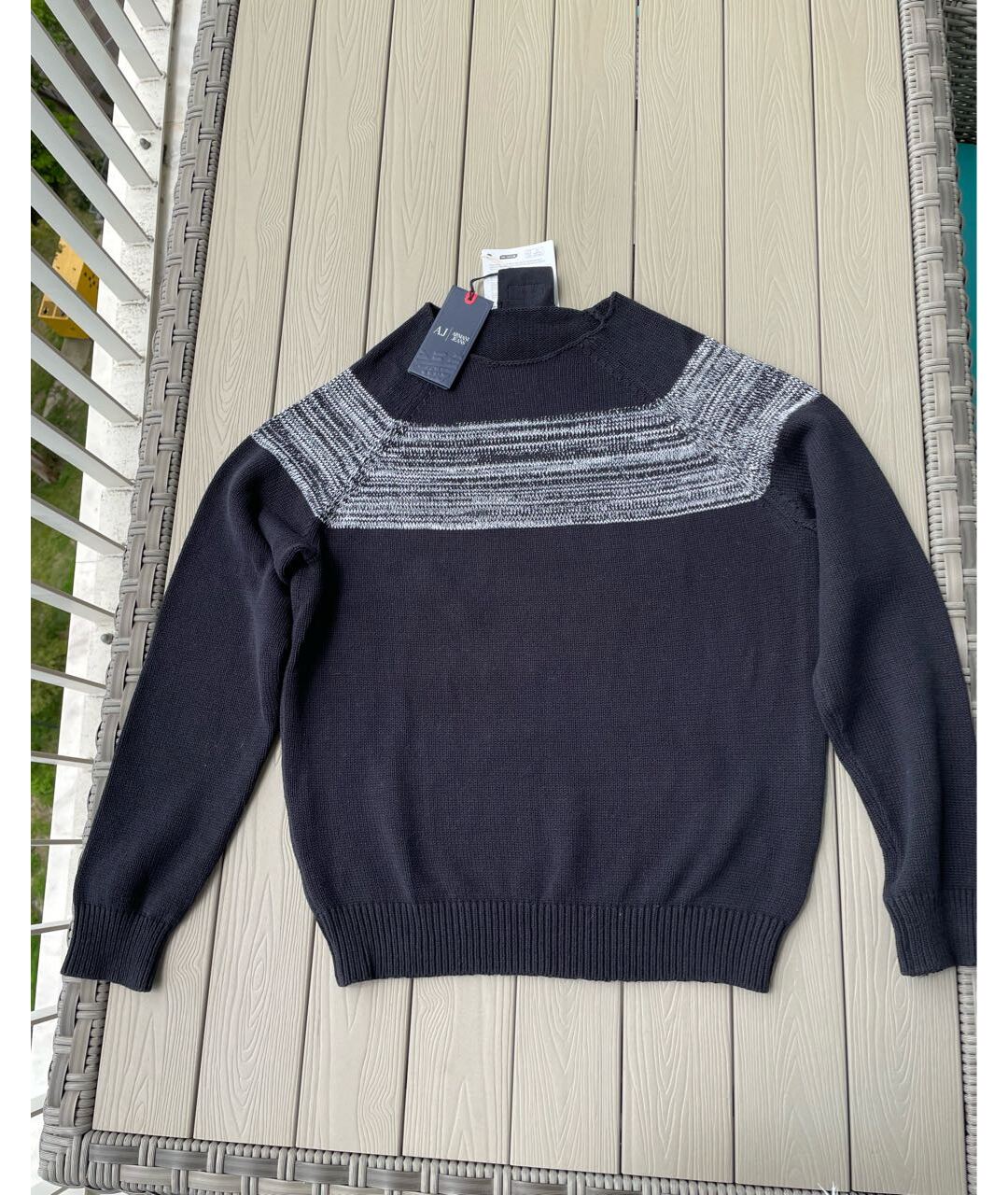 ARMANI JEANS Темно-синий хлопковый джемпер / свитер, фото 7