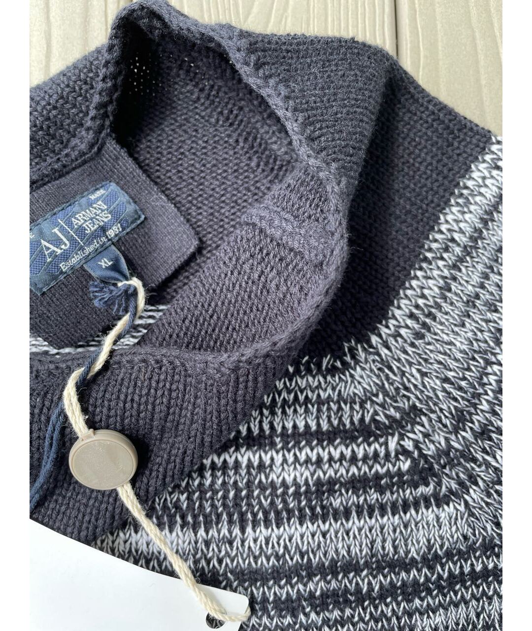 ARMANI JEANS Темно-синий хлопковый джемпер / свитер, фото 3