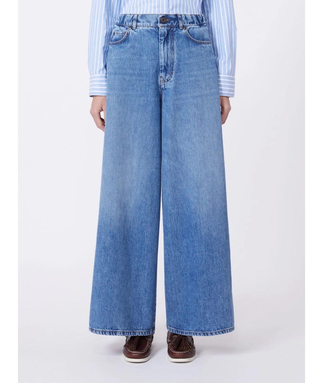 WEEKEND MAX MARA Синие хлопковые прямые джинсы, фото 2