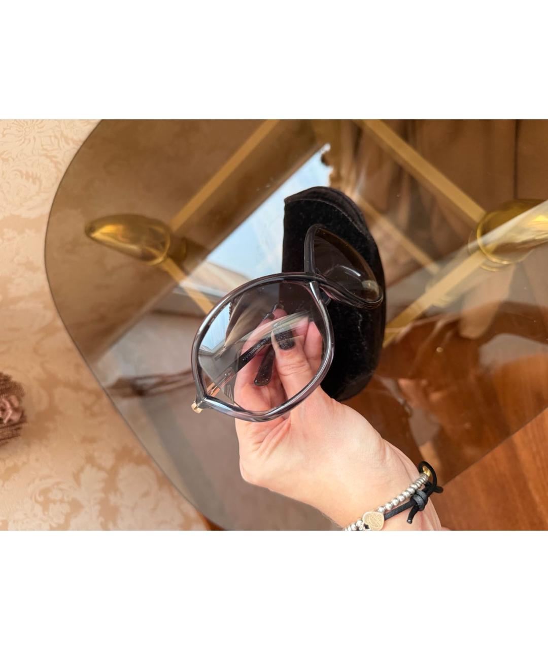 TOM FORD Антрацитовые пластиковые солнцезащитные очки, фото 3