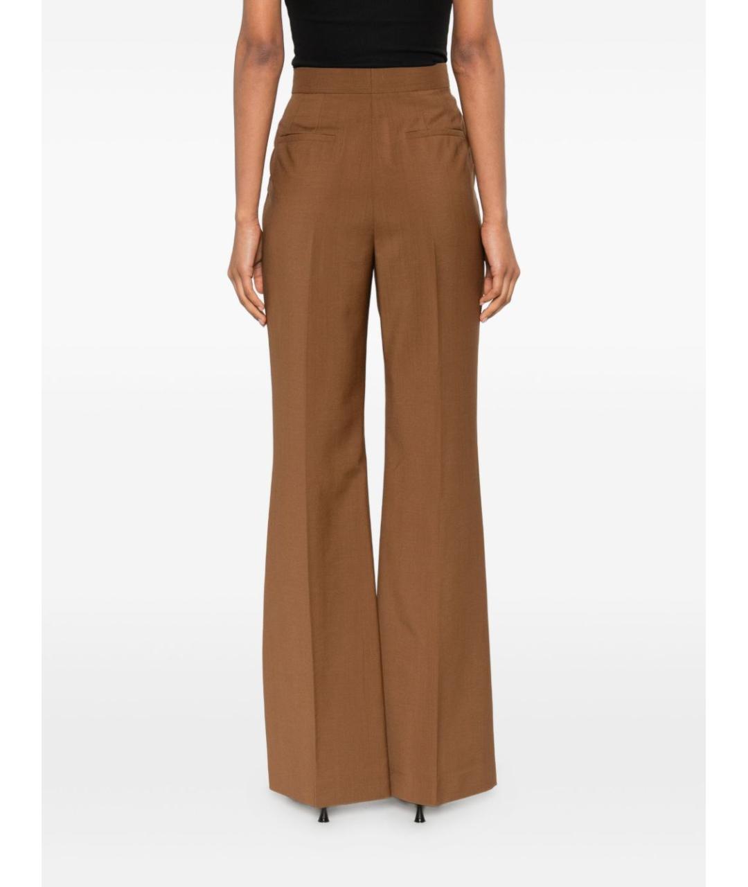 FENDI Коричневые шерстяные прямые брюки, фото 4