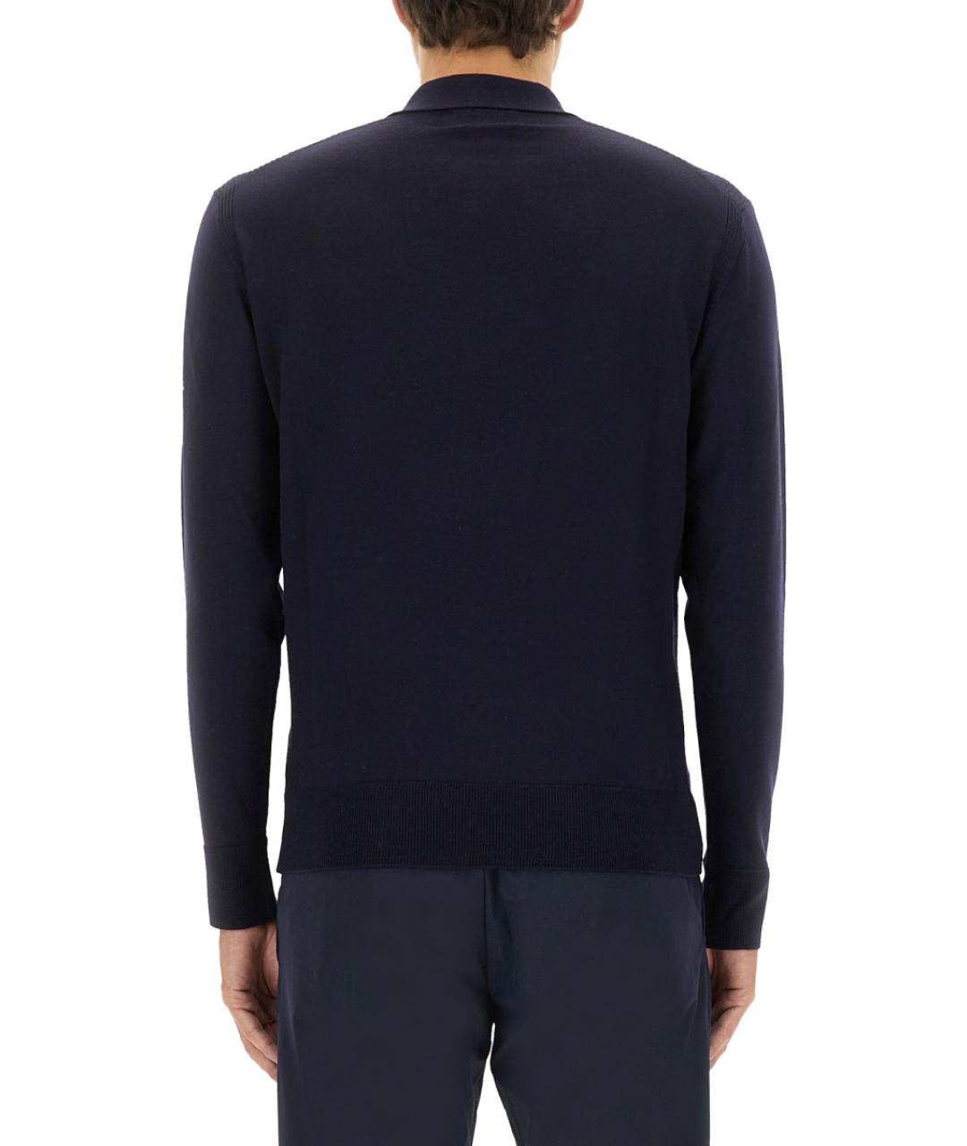 BELSTAFF Синее хлопко-шерстяное поло с длинным рукавом, фото 3