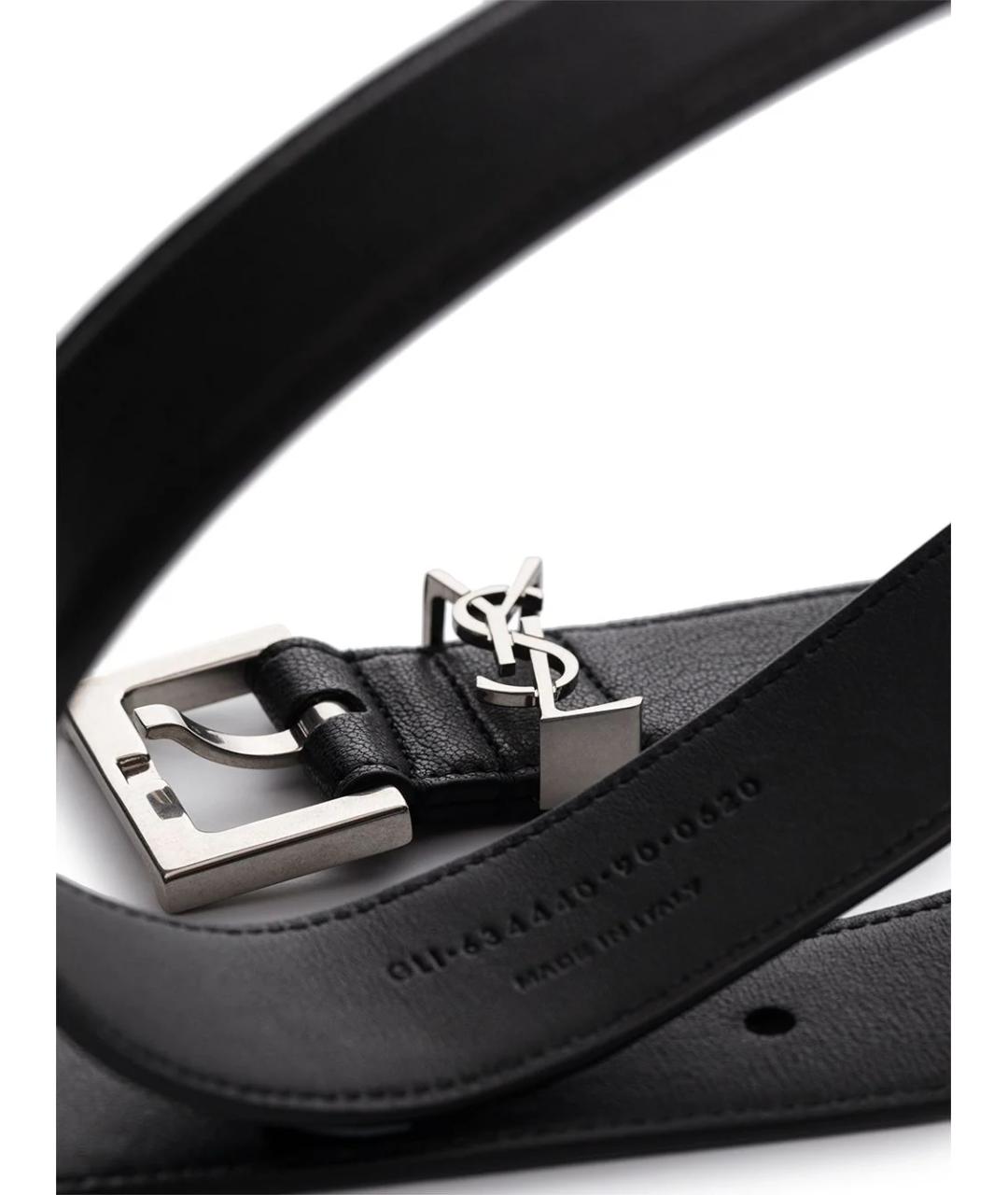 SAINT LAURENT Черный кожаный ремень, фото 3