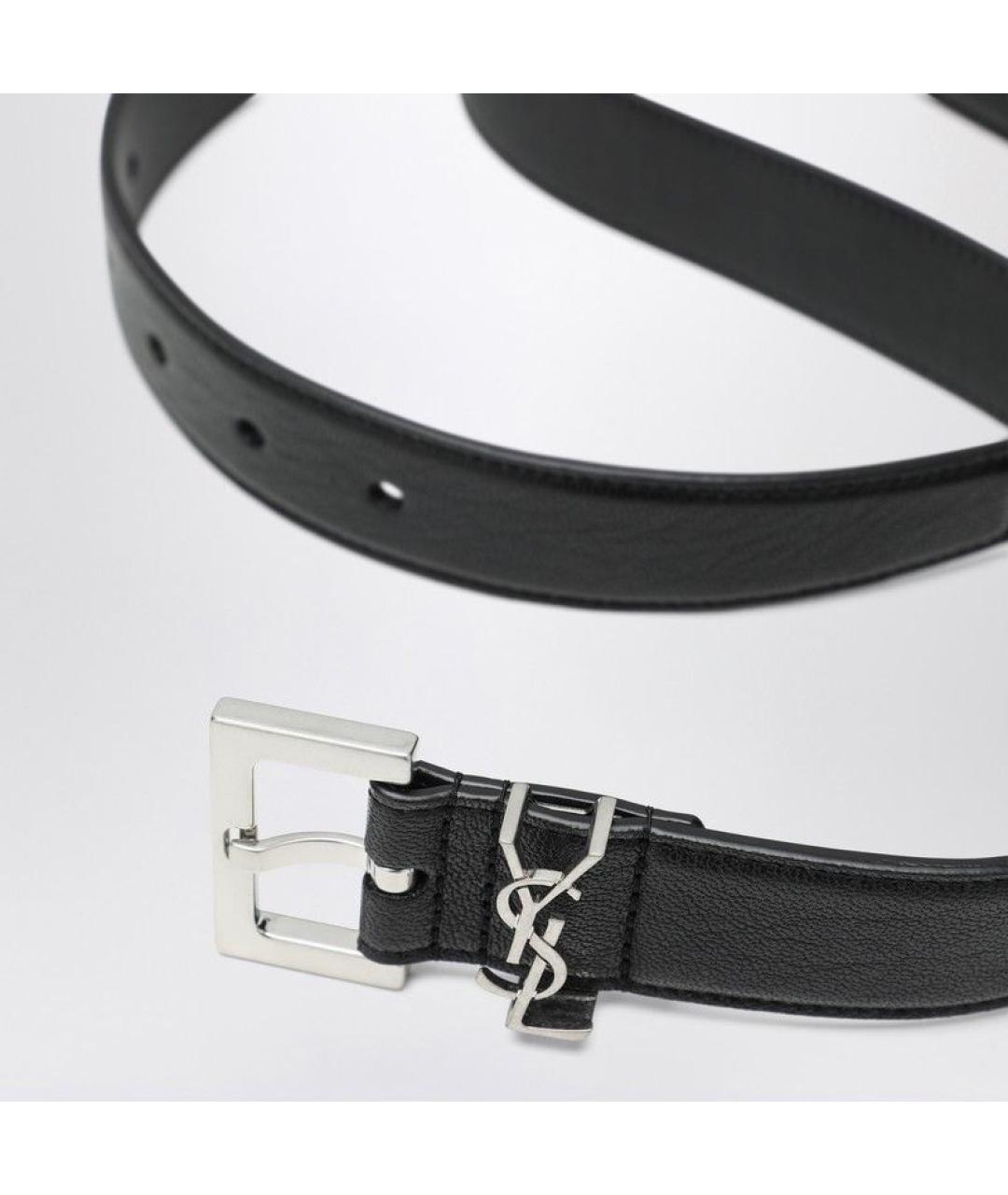 SAINT LAURENT Черный кожаный ремень, фото 2