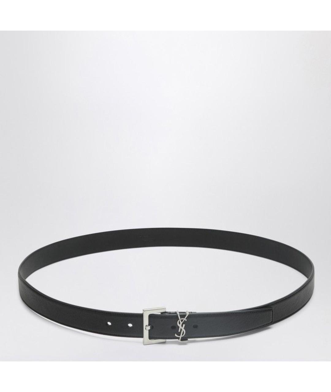 SAINT LAURENT Черный кожаный ремень, фото 5