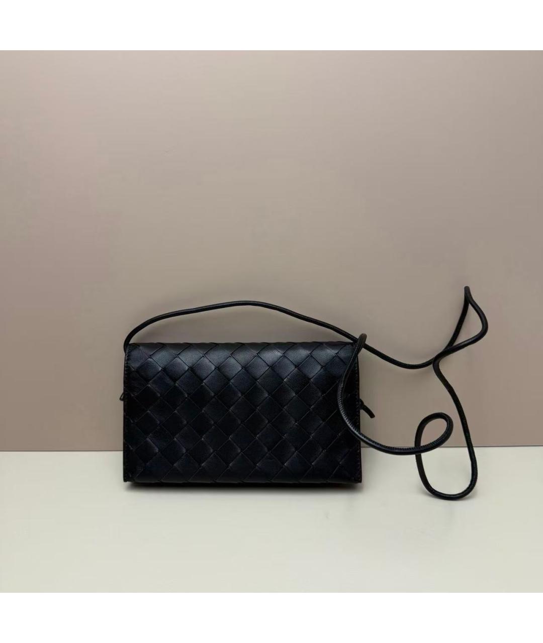 BOTTEGA VENETA Черная кожаная сумка через плечо, фото 3