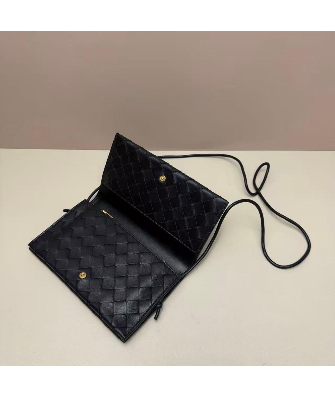 BOTTEGA VENETA Черная кожаная сумка через плечо, фото 2