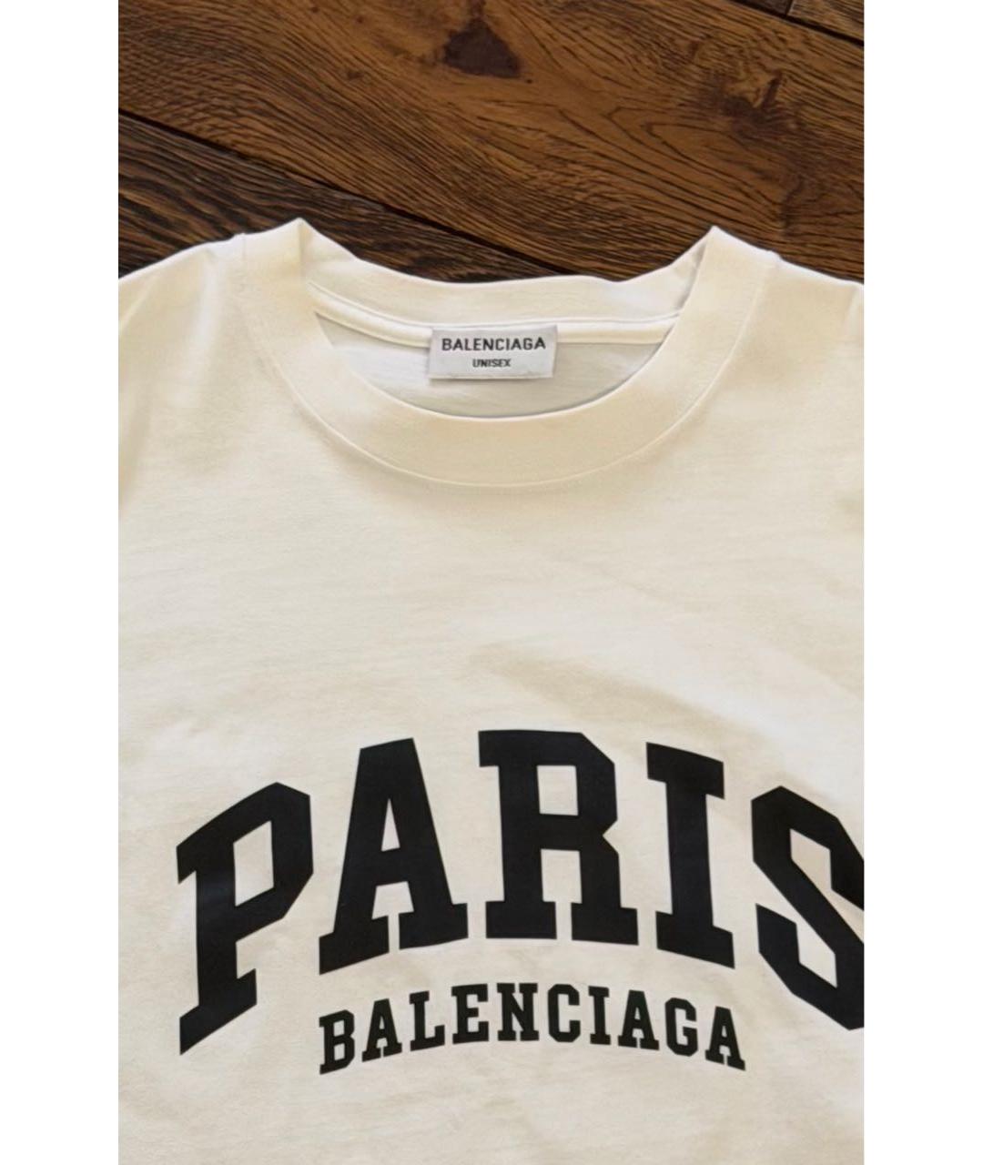 BALENCIAGA Белая хлопковая футболка, фото 2