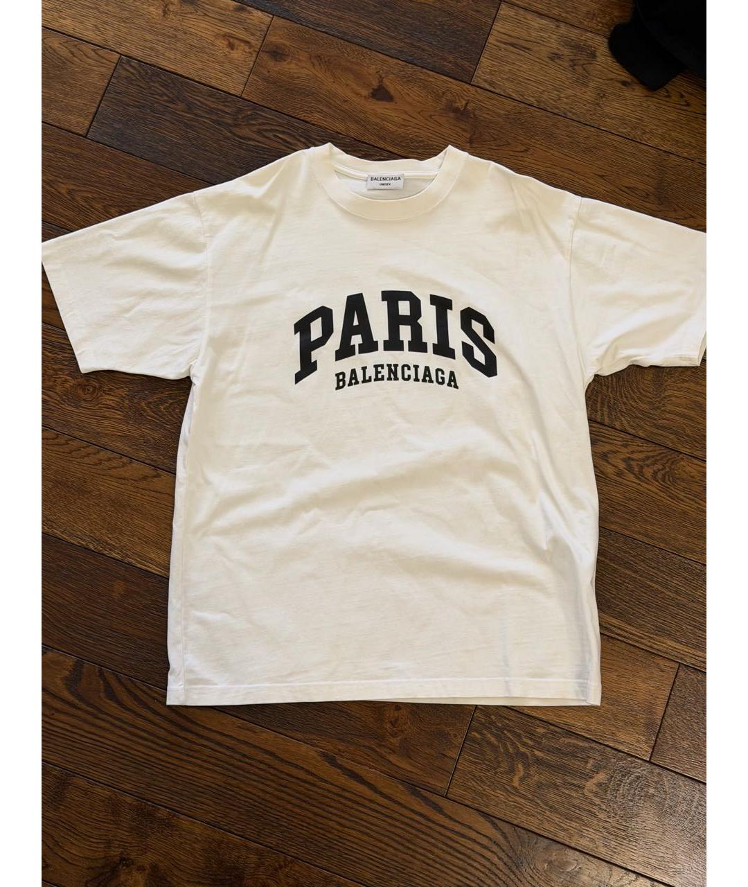 BALENCIAGA Белая хлопковая футболка, фото 4