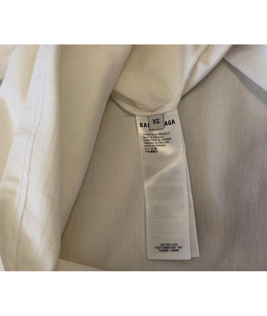 BALENCIAGA Белая хлопковая футболка, фото 3